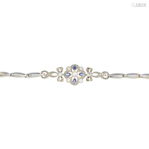 A mid 20th century diamond and sapphire bracelet. Of