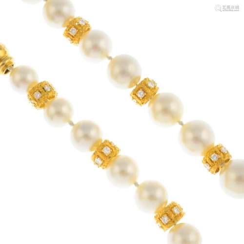 WEMPE - an 18ct gold cultured pearl and diamond