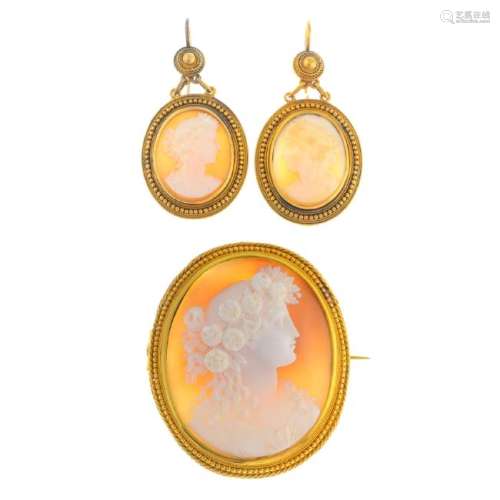 A set of late Victorian gold shell cameo jewellery. The