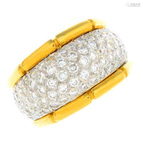 ASPREY - an 18ct gold diamond ring. The pave-set