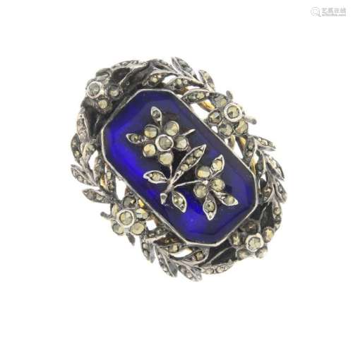A late Georgian marcasite and enamel dress ring.