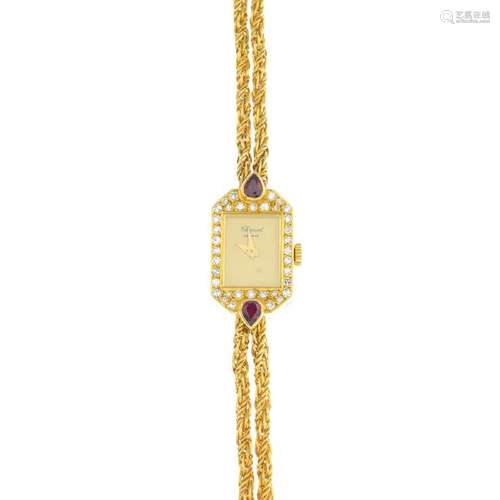 CHOPARD - a lady's 18ct gold diamond and ruby cocktail