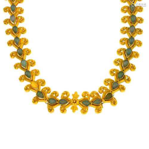 An early 19th century gold gem-set necklace. Comprising