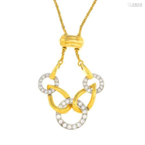 KUTCHINSKY - a 1970s 18ct gold diamond necklace.