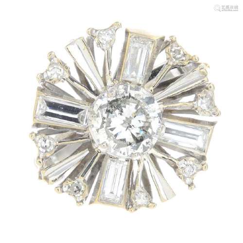 A diamond cluster ring. Designed as a brilliant-cut