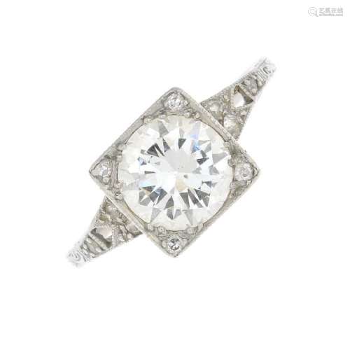 An early 20th century diamond single-stone ring. Of