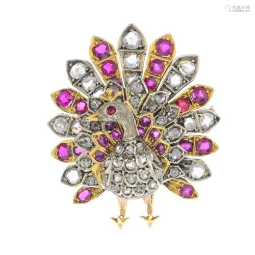 A late Victorian silver and gold, ruby and diamond