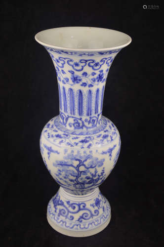 A BLUE AND WHITE GU TYPE VASE