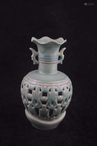 A LONGQUAN YAO HOLLOW DESIGN VASE