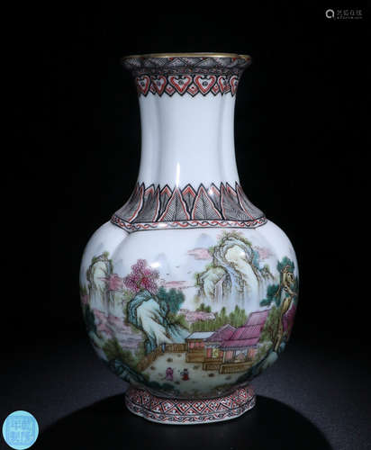 A CLOISONNE GLAZE LANDSCAOE PATTERN VASE