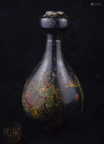 A DINGYAO BOY PATTERN GARLIC-HEAD VASE