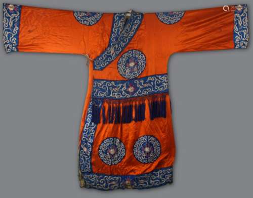 A RARE FIRE AND CLOUD EMBROIDERY ROYAL COURT ROBE
