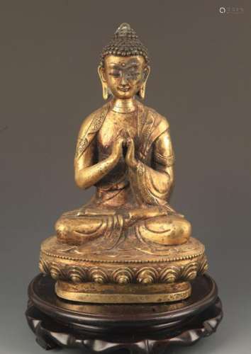 AN UNUSUAL COLORED IRON MANJUSHRI BUDDHA