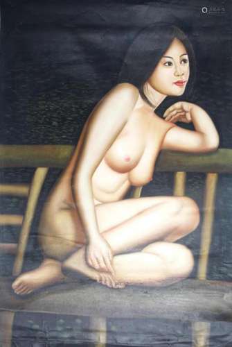 A FINE OIL PAINTING, ATTRIBUTED TO LI LI