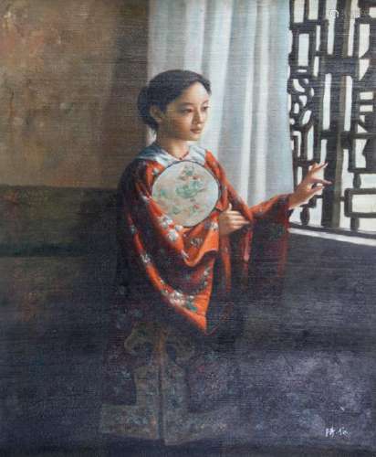 A FINE OIL PAINTING, ATTRIBUTED TO CHEN YI