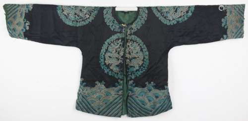 A BLACK COLOR DRAGON EMBROIDERED ROBE