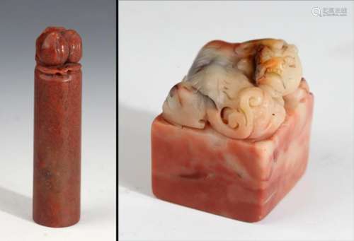 GROUP OF TWO FINELY CARVED SOAPSTONE SEAL