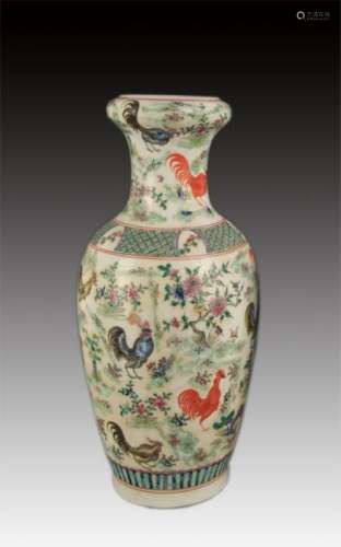 A FAMILLE VERTE FLOWER AND CHICKEN PAINTED PORCELAIN