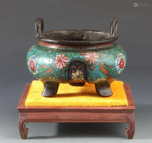 A REAR CLOISONNE ENAMEL CENSER