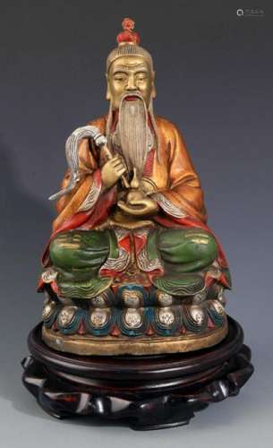 A COLORED AND FINELY CARVING BRONZE FIGURE