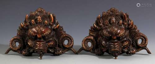 PAIR OF FINELY CARVED BRONZE DOOR BOLT