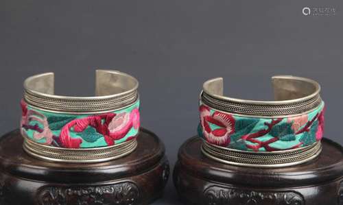 PAIR OF OLD EMBROIDER BANGLE