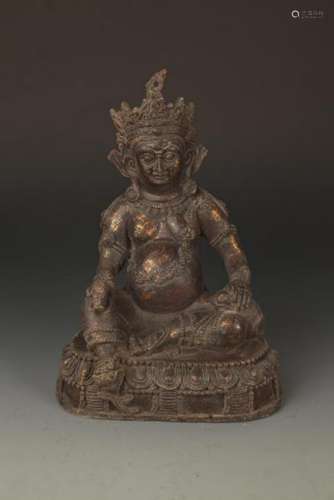A FINE GOD OF WEALTH CAST IRON BUDDHA