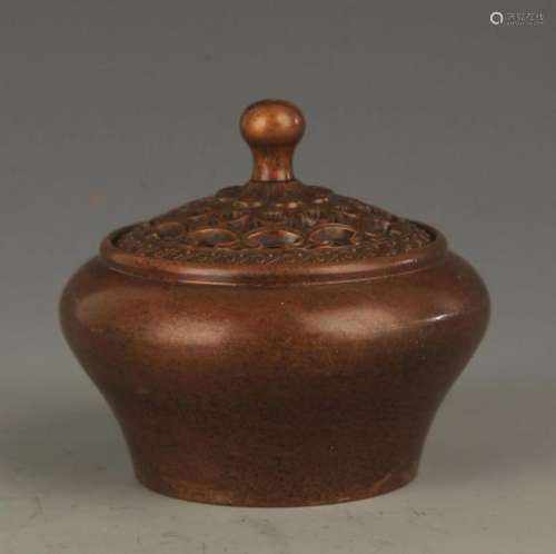 A EARTHENWARE STYLE BRONZE AROMATHERAPY