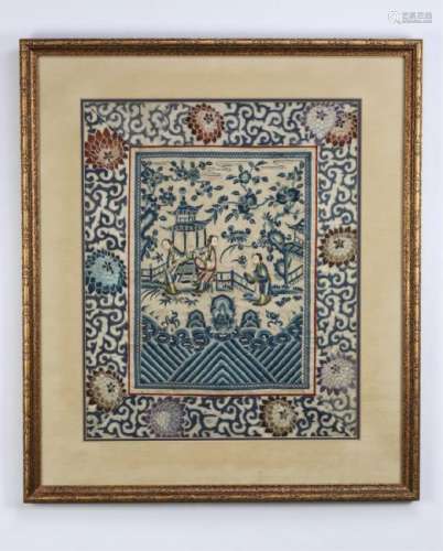 (19th c) CHINESE NEEDLEWORK EMBROIDERY