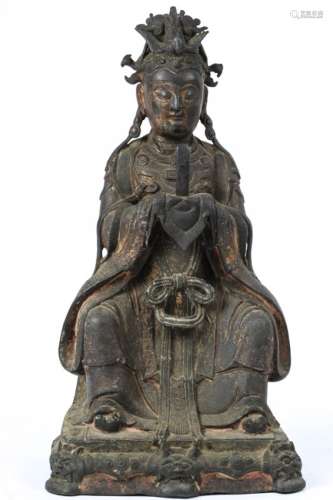 EARLY CHINESE BRONZE STATUE OF WENCHANG WANG