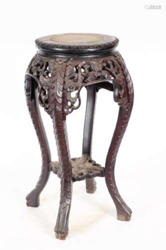 CHINESE CARVED AND PIERCED PLANT STAND INSET
