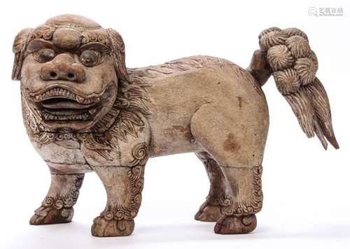 CARVED AND PAINTED CHINESE FOO DOG