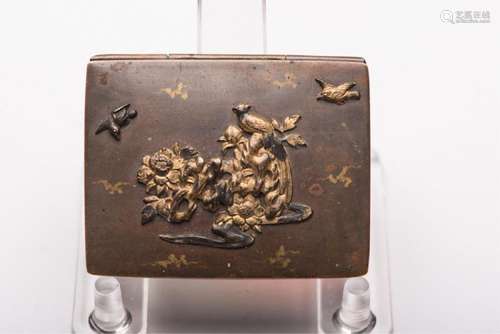 JAPANESE GILT BRONZE FIGURAL STAMP BOX