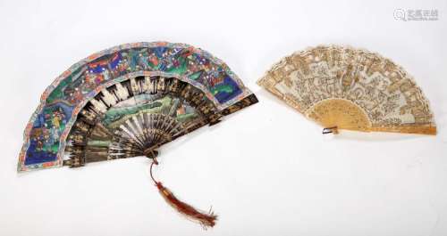 CHINESE LACQUER FAN & A FRENCH EXAMPLE