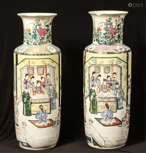 IMPRESSIVE PAIR of (19thc) CHINESE PORCELAIN VASES