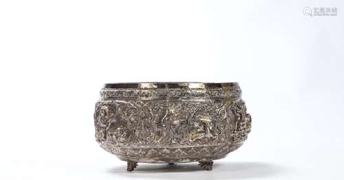 CHIANG MAI THAILAND SILVER FOOTED BOWL