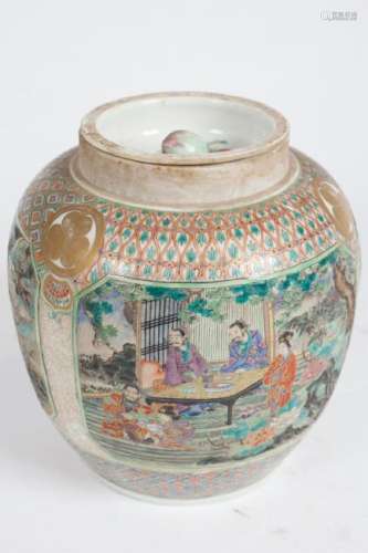 FINE (18th c) CHINESE PORCELAIN COVERED TEA JAR