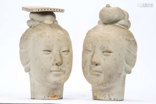 (2) LIFE-SIZE ASIAN FEMALE HEADS in PORCELAIN
