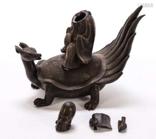 CHINESE CERAMIC IMMORTAL ON DRAGON-TURTLEBACK