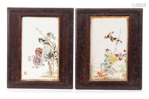 PAIR OF (19th c) CHINESE PORCELAIN PLAQUES