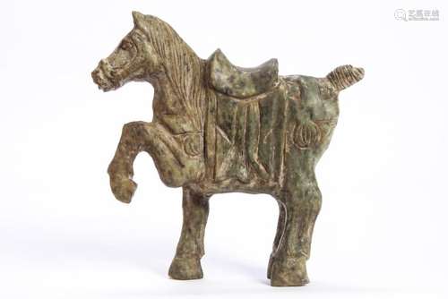 STYLIZED CHINESE JADE or GREEN HARDSTONE HORSE