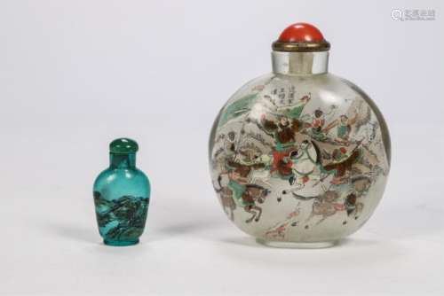 (2) CHINESE REVERSE PAINTED SNUFF BOTTLES