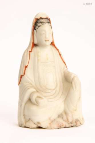 WHITE HARDSTONE CARVING OF GUANYIN