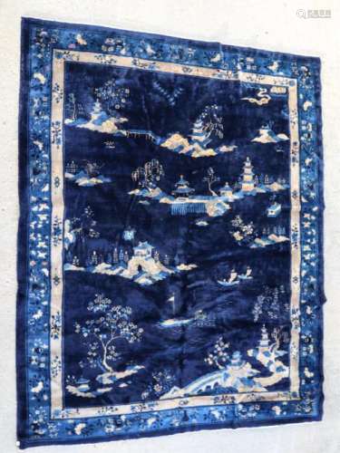 ROOM SIZE RICH BLUE CHINESE ORIENTAL CARPET