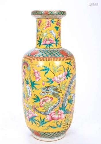 (19th c) CHINESE PORCELAIN VASE with DRAGON MOTIF