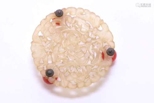 CHINESE CARVED AND PIERCED JADE DISK