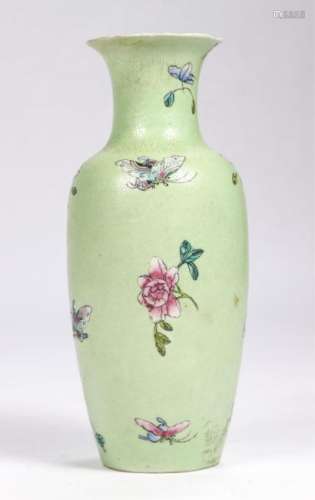 CHINESE PORCELAIN VASE with BUTTERFLIES & FLOWERS