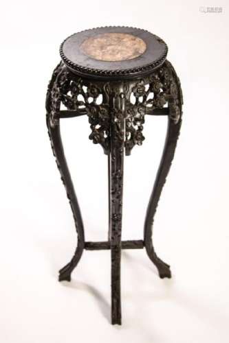 CHINESE PRUNUS CARVED AND PIERCED PLANT STAND