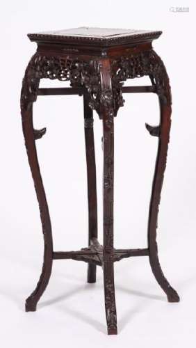 LATE QING CHINESE ROSEWOOD MARBLE TOP PLANT STAND