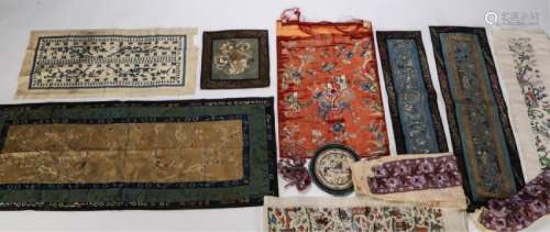 (11) PIECES OF CHINESE SILK EMBROIDERIES